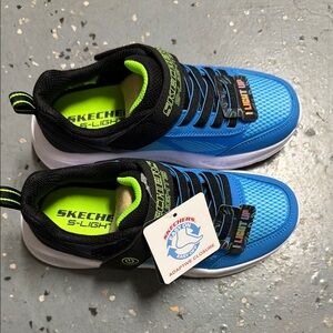 Skechers S-Lights Blue and Black Kids' Sneakers